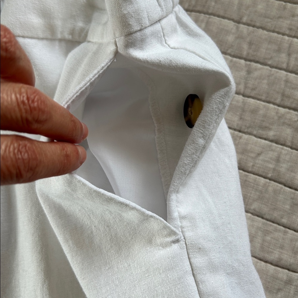 J. Crew white linen/cotton pull on casual sailor office pants loose tapered 12​ - Picture 9 of 10